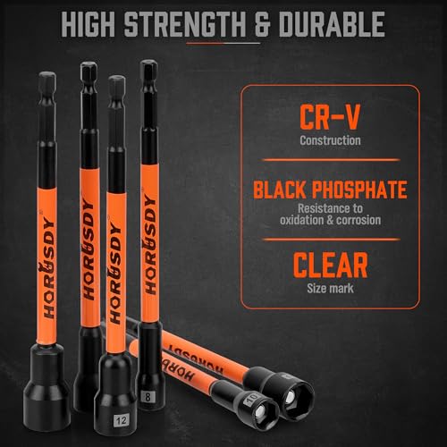HORUSDY 18Pcs Nut Driver Set SAE and Metric, Impact Magnetic Nut Driver for impact drill, 6 Inch Extra Long Nut Drivers, Cr-V Steel 1/4" Hex Shank Quick Change, with Storage Case - style: 18-Piece Nut Driver Set