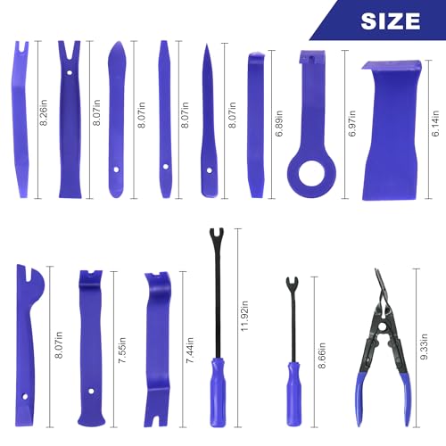 19Pcs Trim Removal Tool,Auto Clip Pliers Fastener Remover Set with Storage Bag,Car Pry Tool Kit for Door Panel Dashboard Body,Panel, Audio, Dash, Window and Upholstery, Blue - color: Blue