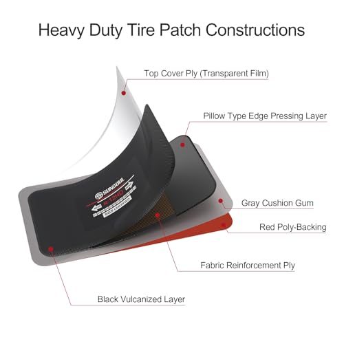 SUNSOUL 10Pcs Radial Tire Patches, 4.73" x 2.75" Heavy Duty Tire Patches | 3 Size Options, Large Rectangular Bonding Area, Permanent Seal, Fits Car Truck, Bus, Tractor & Agricultural Vehicles - size: 4.73*2.75