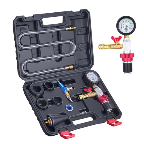BILITOOLS 10-Piece Coolant Vacuum Refill Kit, Quick Airlift, Universal | Copper-Cased inHg/PSI Gauge. Metal Valves, Brass Fittings, Airtight Seal. Adapters 0.3-2.2in. Clear Hose, Auto-Fill Design - size: 10-pc Coolant Vacuum Refill Kit