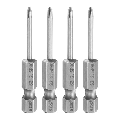 HARFINGTON 4pcs #0 Phillips Screwdriver Bit PH0 1/4" Hex Shank 2" (50mm) Long 0.1" Rod Magnetic Cross Head Drill Bits S2 Steel Industrial Screw Driver for Electric Power Tools, Gray - size: PH0 x 2" x 0.1"