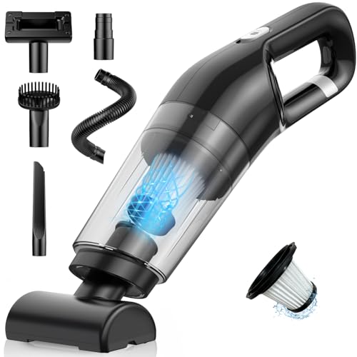 Handheld Vacuum Cordless, 26,000 Pa High Power Suction, Portable Rechargeable Car Vacuum Cleaner for Home, Office, Pet Hair, Car Detailing, Black