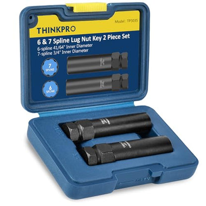6 & 7 Spline Lug Nut Key Set for BMW/Audi/Toyota, 2 Piece | 6 & 7 Spline Socket Kit, Fits M12-M14 Lug Nuts, CR-MO