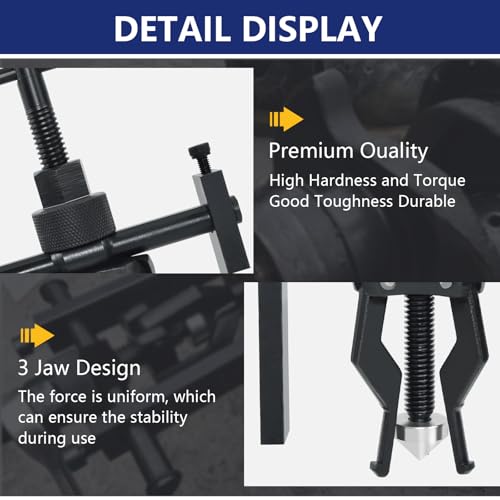 3 Jaw Inner Bearing Puller Gear Extractor Internal External Pulling Tool Carbon Steel Wheel Pilot Bearing Puller kit for Motorcycle Motorbike Car SUV