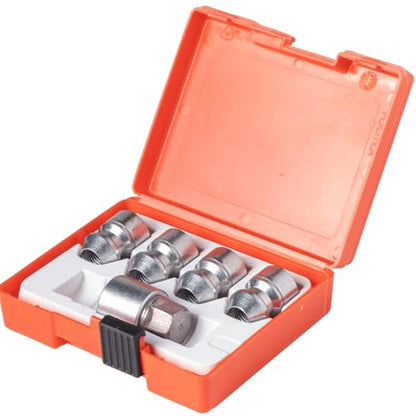 Farad H1/E Galvanized Silver Lug Nut Wheel-Locks Kit Suitable for Hyundai Elantra (M12 X 1.5 Thread Size) - Set of 4 Lug Nuts + 1 Key