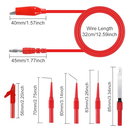 30pcs Back Probe Kit Banana Plug to Copper Alligator Clips Automotive Test Leads Set, Insulation Wire Piercing Probes, Back Probe Pins Test Wires for Car Repairing Diagnostic Circuit Testing