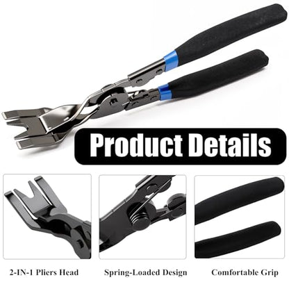 1PCS Car Clip Pliers Tool, Panel Clip Pliers Set Fastener Remover, Auto Retainer Clip Trim Rivet Removal Tool, Auto Door Car Upholstery Trim Clip Removal Tool (Black & Blue) - color: Black & Blue - 1 Pcs Clip Removal Plier