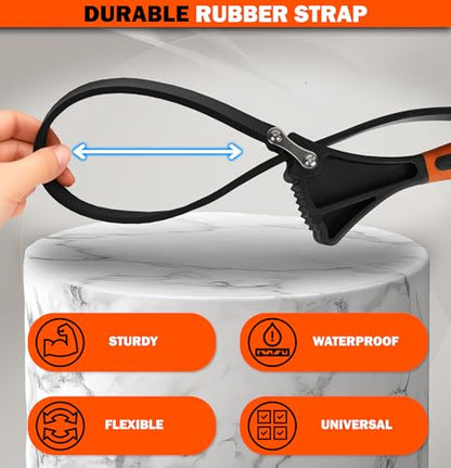 AV Steel Rubber Strap Wrench 2pcs, Adjustable Oil Filter Strap Wrench with Reinforced Belt, Max Diameter 4" and 6", Perfect for Removing Oil Filters, Hard-to-reach Pipes, Jars, Plumbing