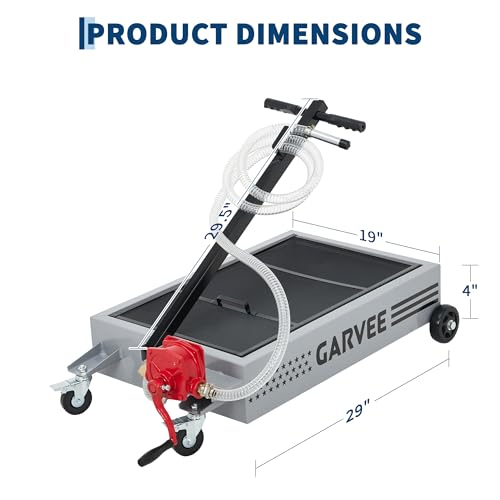 15 Gal Oil Drain Pan with Pump,Low Profile Rolling Oil Drain Cart with 8 ft Hose | with Manual Pump, Wheels & Folding Handle, Oil Drain Tank for Cars, SUVs, Trucks, Buses, RVs - color: National Flag-Silver, size: 15 Gal with Manual Pump