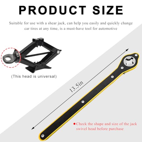 Jack Ratchet Wrench, Auto Labor-Saving Scissor Jack Ratchet Wrench with Long Handle, 360° Swivel Tire Jack Lift Speed Handle for Most Vehicles, Universal Car Accessories