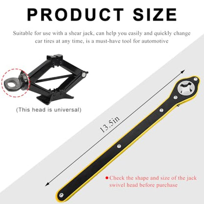 Jack Ratchet Wrench, Auto Labor-Saving Scissor Jack Ratchet Wrench with Long Handle, 360° Swivel Tire Jack Lift Speed Handle for Most Vehicles, Universal Car Accessories