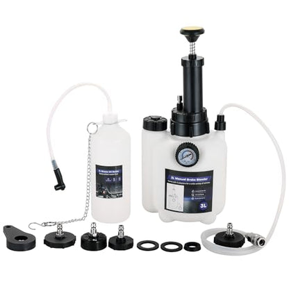 3L Brake Bleeder Kit with 1L Collection Bottle&4 Reservoir Adapters | Manual Brake Bleeder, Brake Pressure Bleeder Kit, One-Person Brake Lluid Bleeder Kit for Brake and Clutch Systems