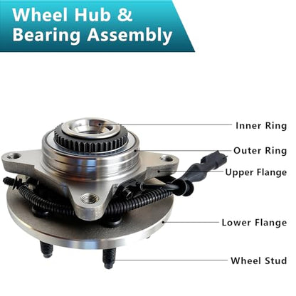 515079 Front Wheel Bearing Hub Assembly for 2004 2005 2006 2007 2008 F-150 F150 Expedition, 2003-2008 Lincoln Navigator Mark LT 4WD (2PCS) - size: 515079