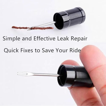 Tubeless Bike Tire Repair Kits for Road Bicycle and Mountain Bike MTB Tires | 1 Repair Tool and 7 Bacon Strips | Includes Storage Canister Plugger Tool with Plugs