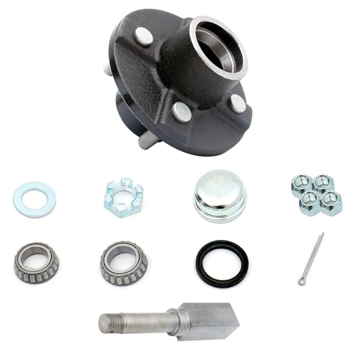4-Bolt On 4 Inch Hub Assembly, Includes (1) Square Shaft 1-1/16 Inch Straight Spindle & Bearings,Trailer Hub Kit,Set of 1 - size: GL4853C*1