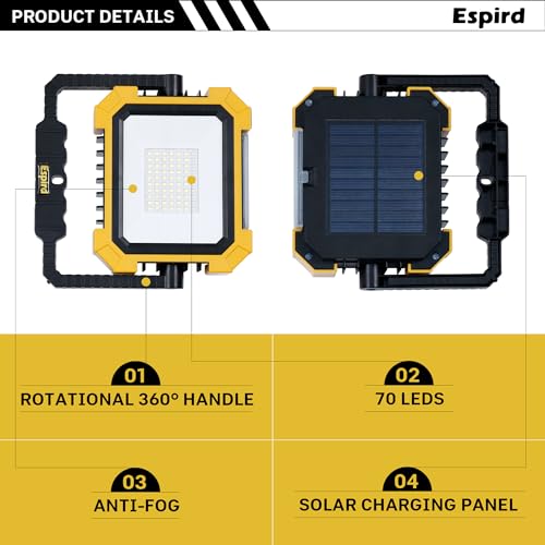 Portable LED Work Solar Light, 12000mAh 10000LM Magnetic Worklight with 4 Modes, Job Site Battery Rechargeable LED Floor Light for Emergency, Camping