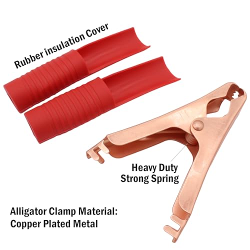 Insulated Alligator Clips Durable Heavy Duty Black & Red Boot Metal Spring Loaded Truck Car Battery Electric Test Clips Lead Probe Alligator Clamps (100A 10-PACK) - color: 100a 10-pack