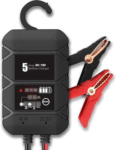BYGD 5A Smart Car Battery Charger, 6V/12V Automotive Smart Charger | Smart Charger with Hook, Deep Cycle Charger, Float Charger, Automatic Repair Battery Desulfator, Trickle Battery Maintainer
