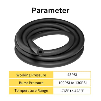 Unicaravan Silicone Vacuum Hose 10FT ID 3/16" (5mm), Wall Thickness 4mm,Matte Black Tubing, With 10PCS Clamps, Tube Cutter, screwdriver,Automotive Marine & Industrial Use - size: 3/16" (5mm) - 10FT + 10PCS Clamps + tube cutter