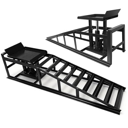 Hydraulic Car Ramps, 2-Pack 11000LBS Capacity, Adjustable 9.3-14 Inch Low Profile Design with Anti-Slip Surface for Oil Change on Cars, SUVs, Trucks (Black)