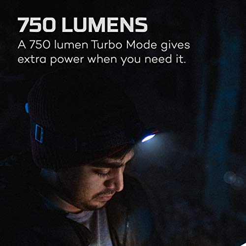 NEBO Einstein 750 Lumen Outdoor Compact Easy Tilt Camping Headlamp with Red Light and Turbo Modes, Includes 4 AAA Batteries and Adjustable Strap - style: 750 Lumens