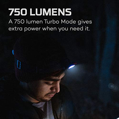 NEBO Einstein 750 Lumen Outdoor Compact Easy Tilt Camping Headlamp with Red Light and Turbo Modes, Includes 4 AAA Batteries and Adjustable Strap - style: 750 Lumens