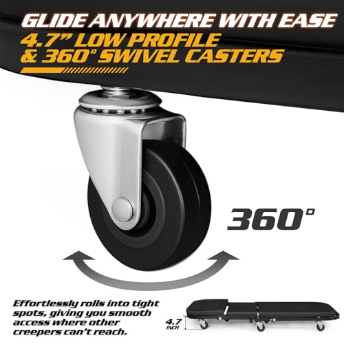 Magshion Garage Creeper Seats on Wheels, Length 40" 330 lbs Capacity 2 in 1 Folding Mechanic Creeper Garage Stool Lay Down or Sit (Black) - color: Black, size: 40"