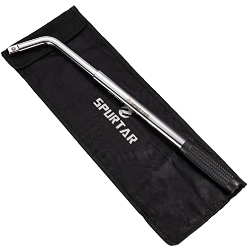 Spurtar Telescoping Lug Wrench Extendable Wheel Brace Lug Nut Wrenchs Tire Repair Tools Wheel Nut Remover 1/2 Drive with 17/19mm and 21/23mm Sockets Storage Canvas Pouch for Car, Van, Truck, Caravan - size: Telescoping