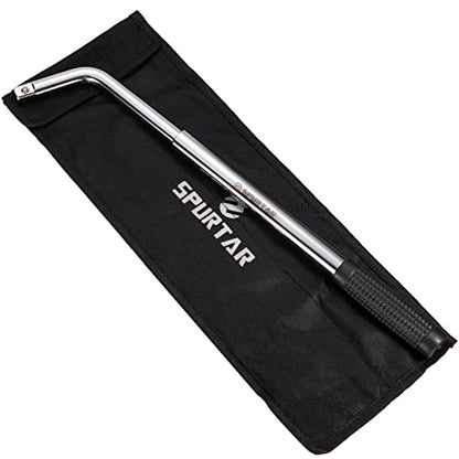 Spurtar Telescoping Lug Wrench Extendable Wheel Brace Lug Nut Wrenchs Tire Repair Tools Wheel Nut Remover 1/2 Drive with 17/19mm and 21/23mm Sockets Storage Canvas Pouch for Car, Van, Truck, Caravan - size: Telescoping