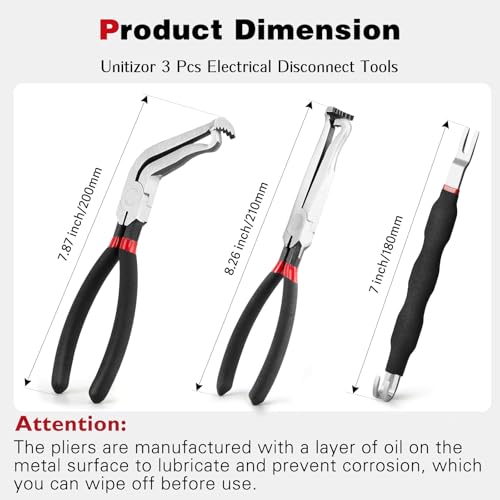 3 Pcs Electrical Disconnect Pliers, Fuel Line Disconnect Tool | Automotive Tools Electrical Connector Pliers Set Includes 37960, 37980 Connector Separator for Cars