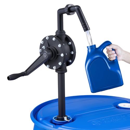 Orion Motor Tech 55 Gallon Drum Pump, Rotary Barrel Pump for Transfer of Chemicals, Acidic Solutions, Fuel, Water Based Fluids, Fits 5 to 55 Gallon Drums Hand Water Pump, Black - color: Black Rotary Action Reinforced Pp Pump