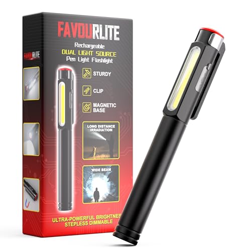 Rechargeable Pen Light, 800 Lumens LED Pen Flashlights 6 Modes COB Magnetic Flashlight with Clip Bright Pocket Flashlights Work Light Portable Waterproof Durable Penlight for Work Emergency - size: 5.39in