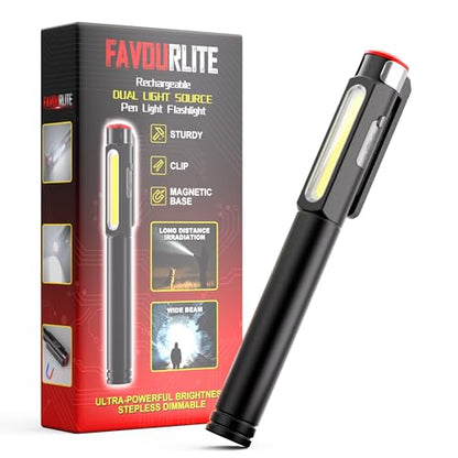 Rechargeable Pen Light, 800 Lumens LED Pen Flashlights 6 Modes COB Magnetic Flashlight with Clip Bright Pocket Flashlights Work Light Portable Waterproof Durable Penlight for Work Emergency - size: 5.39in