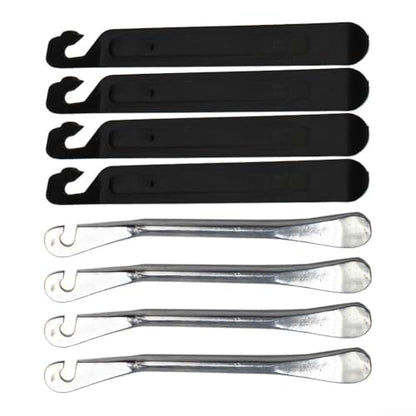 FABULETTA Bike Tire Levers Set, 8-Pack Heavy dutys Steel and ABS Pry Tools for Road Mountain E-Bike, 150mm Strong Removal Spoons for Easy Tire Change, Black Silver