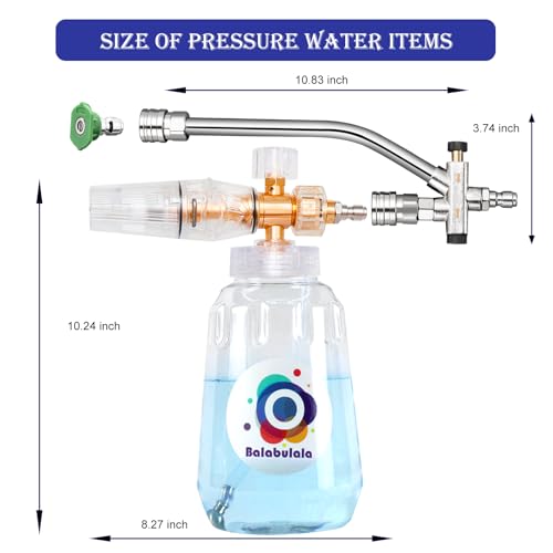 Foam Cannon for Pressure Washer with Dual Connector, Balabulala Car Foam Cannon with Dual Adapter, 1/4" Quick Connect,4200 PSI