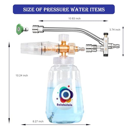 Foam Cannon for Pressure Washer with Dual Connector, Balabulala Car Foam Cannon with Dual Adapter, 1/4" Quick Connect,4200 PSI