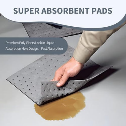 Oil Absorbent Pads - 16 x 20 Inch-Universal Leak, Drip, and Spill Control, Garage Absorbent Mat for Oil Water, Ideal for Extra-Heavy Spills 100 Pcs - size: 16 x 20 Inch