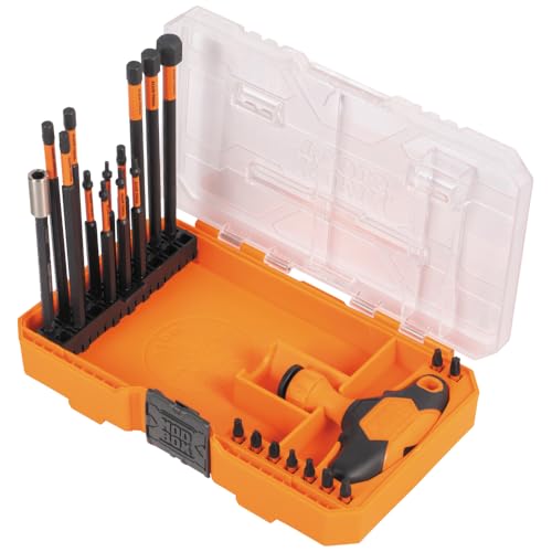 Klein Tools 33804 ProFlex Impact-Rated Interchangeable Ratcheting T-Handle Set, Torsion Zone, Magnetic Bit Holder, SAE, Metric, TORX