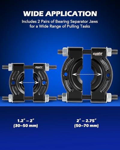 Bearing Puller Set, 5 Ton Capacity Bearing Separator, Pinion Wheel Bearing Removal Kit with 2" and 3" Jaws, Wheel Hub Axle Puller Set, Heavy Duty Bearing Splitter Tool Kit with Blue Case - color: black bearing separator