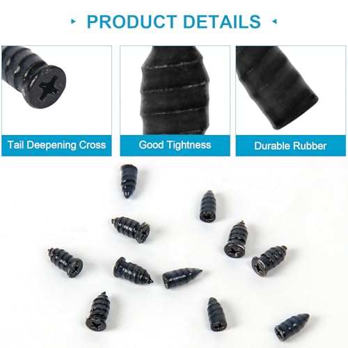 100PCS Tire Repair Rubber Screws, Self-Service Puncture Repair Tool | For Car Truck Motorcycle Tractor, Spiral Rubber Nails with Storage Box, Easy to Use, Includes Screwdriver