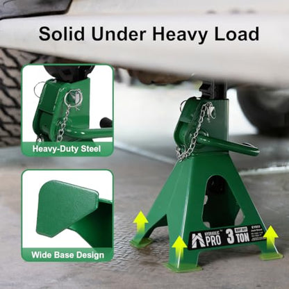 Jack Stands 3 ton, Car Jack Stand with Double Security Locking Pins 6000 lbs Capacity, 2 Pack