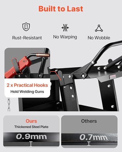 VEVOR Welding Cart, 2-Tier 4 Drawers Welder Cart with 265 LBS Weight Capacity, 360° Swivel Wheels, Tank Storage Safety Chains, Heavy Duty Rolling MIG Welder Cart for Mig Welder and Plasma Cutter