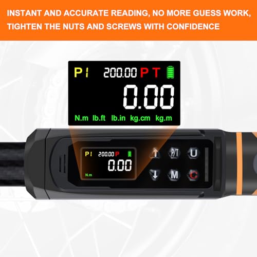Uharbour Digital Torque Wrench 1/2 Drive with Carbon Fiber Body, 2.2-147.5 Ft.lb Range, ±1% Accuracy with Vibration, Buzzer and LED Alert, Suitable for Car, Motorcycle and Bicycle - size: 1/2" Drive 2.2-147.5 ft.lbs (Carbon fiber tube)