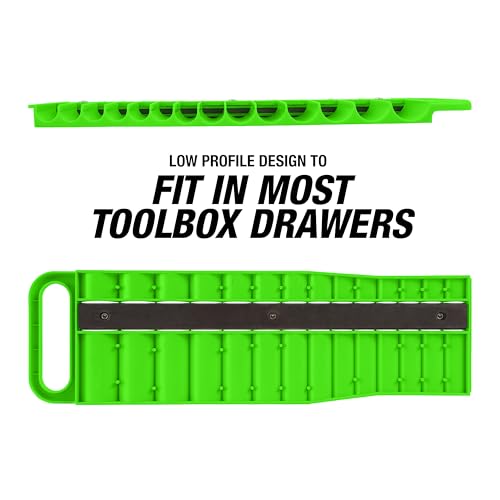 OEMTOOLS 23118 1/2" Drive Portable Magnetic Socket Organizer, Sockets Organizer, 1/2 Inch Socket Organizer, Green - style: 1/2 Inch Drive