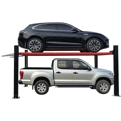 KT-4H950 3.0 HP Heavy Duty with Oil Tray, Jack Tray 84.5'' lifting Height 4 Post Car Lift Auto Parking Lift Aluminous Ramp with Casters