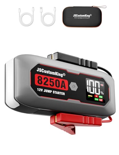 8250A Jump Starter Battery Jump Starter Battery Pack (for All Gas or 10.0+L Diesel), 12V Potable Heavy Duty Car Jump Start with 3.2 inch HD Screen, 2 USB Power Bank 48-Months Stand-by Time