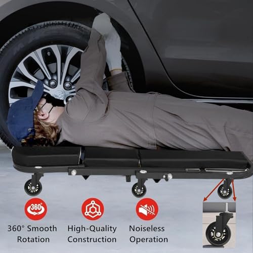 Creeper Caster Wheels Set of 4, Roller Blade Rubber Heavy-Duty 2.5 Inch Castor Replacement, 360 Degree No Noise Wheel for Mechanic Stool, Rolling Creeper Garage Seat - style: 4 Pcs No Brakes