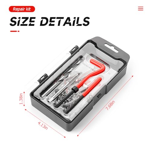 BELOMI Helicoil Thread Repair Kit, Metric and SAE Repair Tools with HSS Drill Bit and Thread Inserts, Auto Repairing Tool for Damaged Thread M8 x 1.25 mm Size, Universal Car Accessories - size: M8
