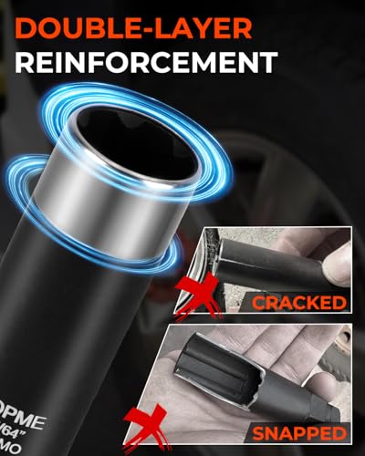 6 Spline Lug Nut Socket Set, 41/64"and 45/64 "for M12x1.25,M12x1.5 lug nuts | 6 Point Lug Nut key for Removal of Lug Nuts on Aftermarket Wheels