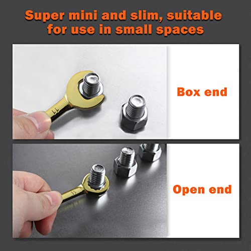 Small Combination Wrench Sets Metric and Standard 20 PCS 4-11mm & 5/32" to 7/16" Color Plated Open and Box End Mini Wrenches with Key Ring Ignition Wrench Set with Zipper Bag - style: Metric and SAE